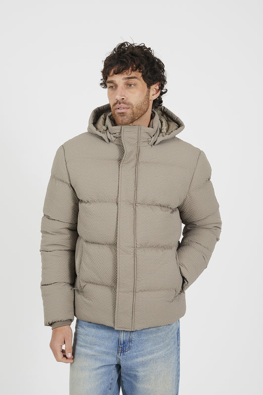 Brave Soul Taupe Hooded Padded Jacket - Taupe Image 1