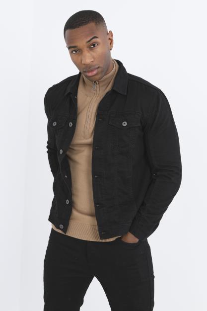 Brave Soul Black Cotton Twill Denim Look Jacket - Black Image 1