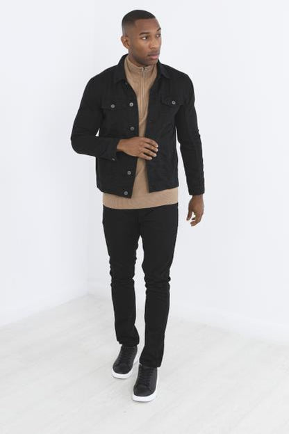Brave Soul Black Cotton Twill Denim Look Jacket - Black Image 3