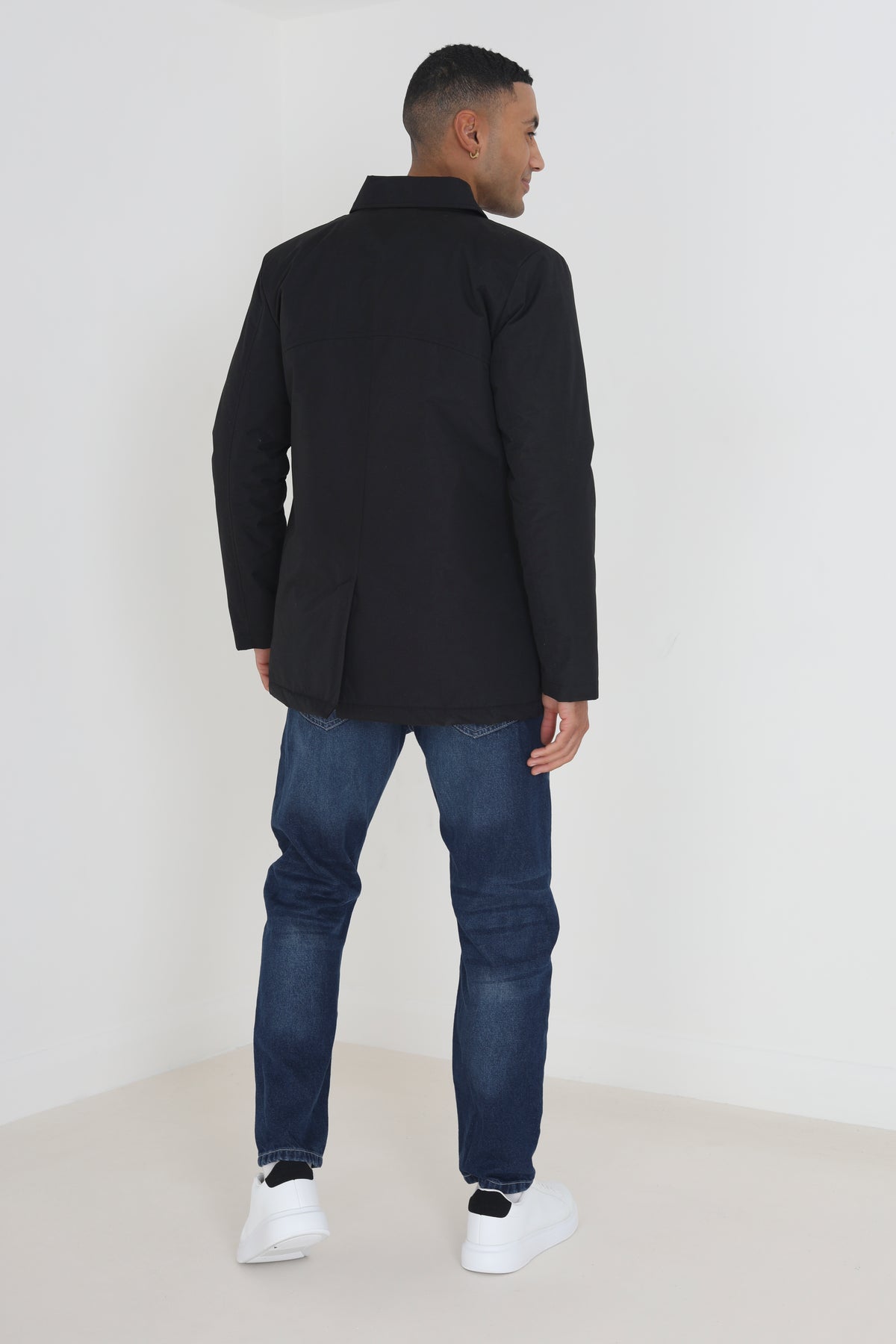 Brave Soul Black Single Breasted Padded Mac - Black Image 2