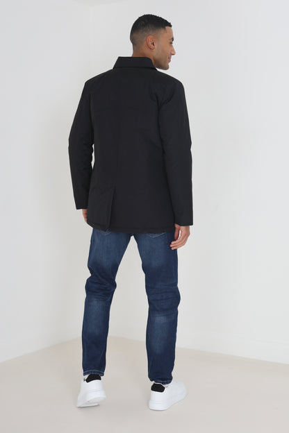 Brave Soul Black Single Breasted Padded Mac - Black Image 2