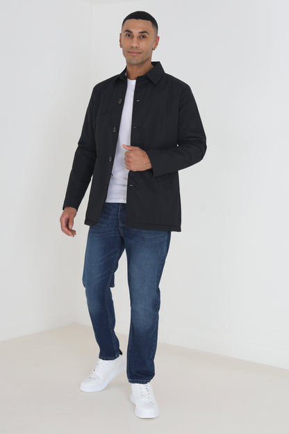 Brave Soul Black Single Breasted Padded Mac - Black Image 3