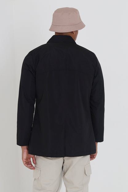 Brave Soul Black Lightweight Button Through Mac - Black Image 2