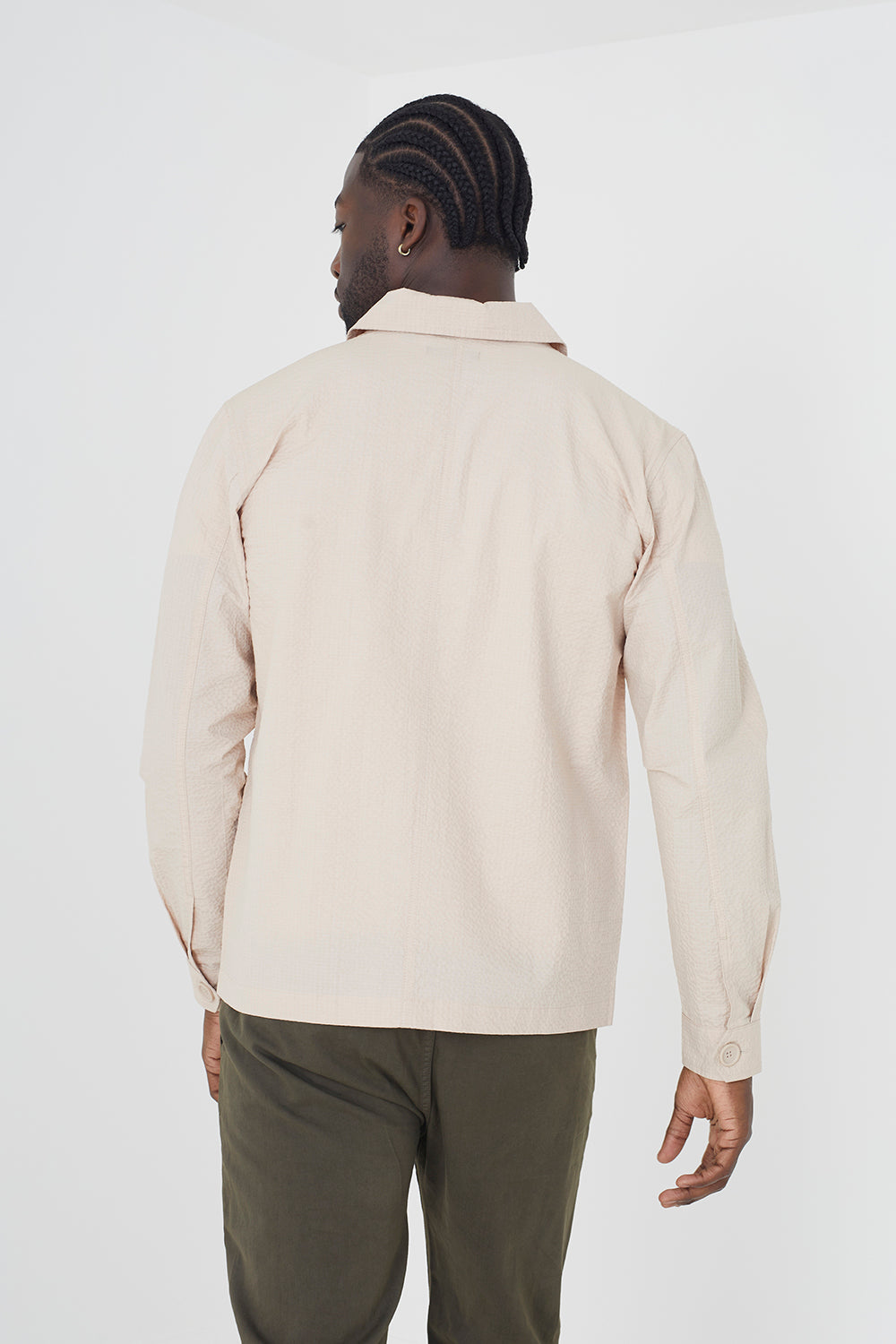 Brave Soul Stone Cotton Seersucker Shacket - Stone Image 2