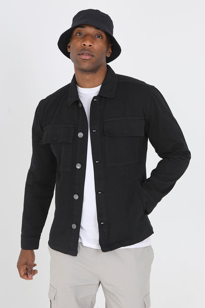 Brave Soul Black Cotton Twill Shacket - Black Image 1