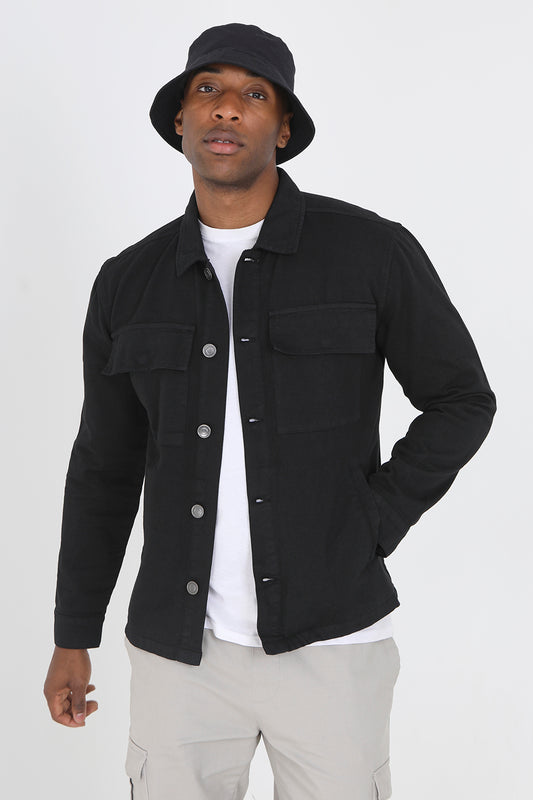 Brave Soul Black Cotton Twill Shacket - Black Image 1