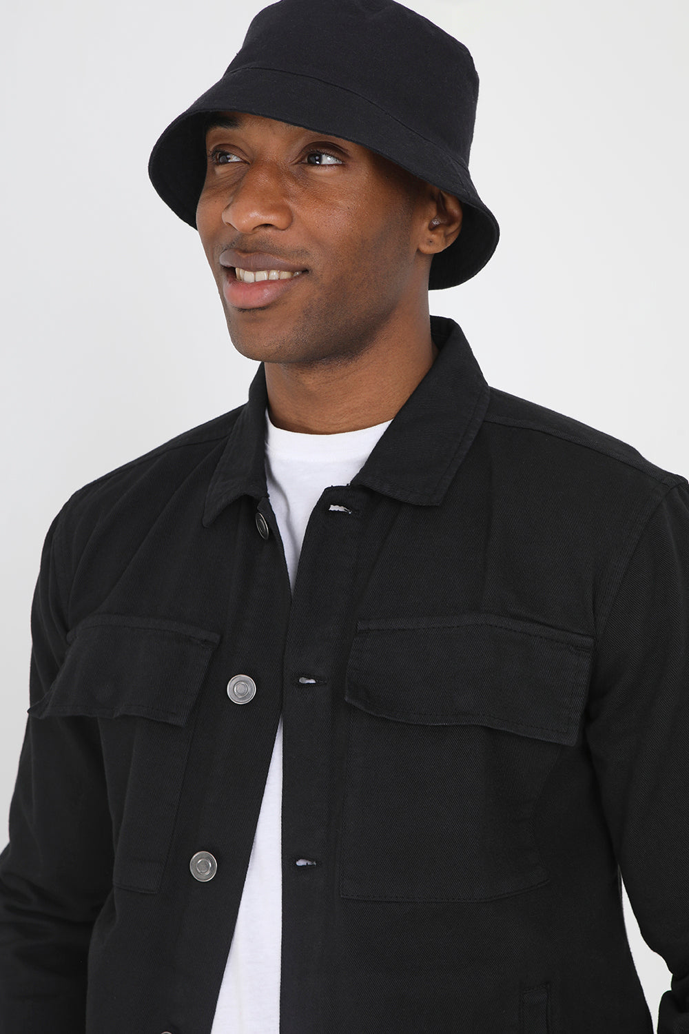 Brave Soul Black Cotton Twill Shacket - Black Image 3