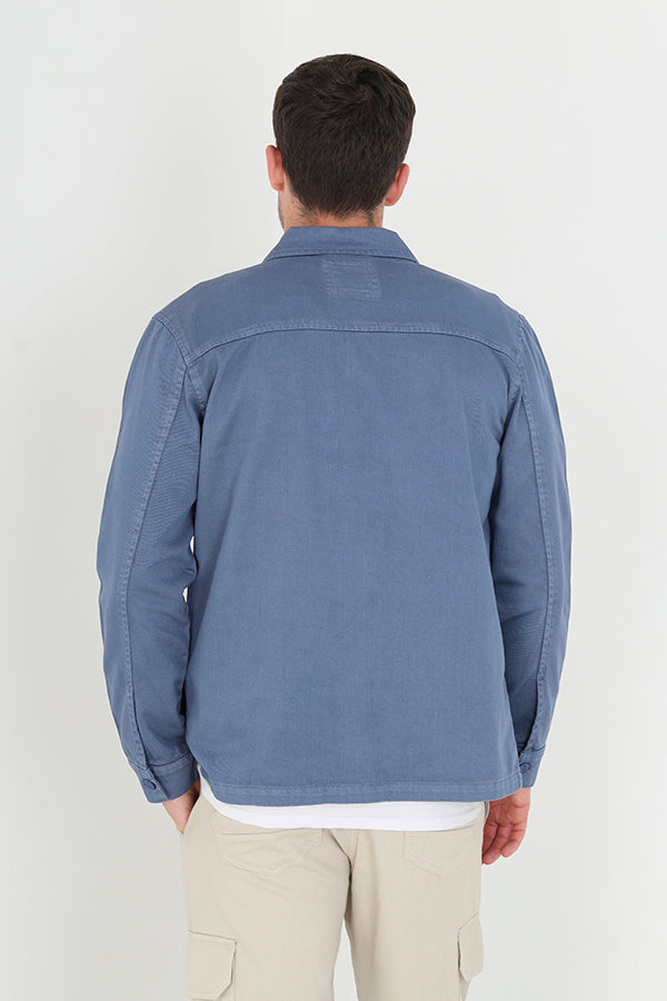 Brave Soul Blue Cotton Twill Shacket - Blue Image 2