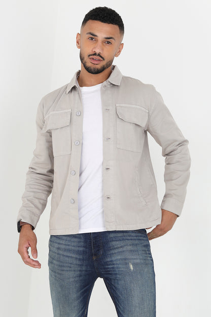 Brave Soul Grey Cotton Twill Shacket - Grey Image 1