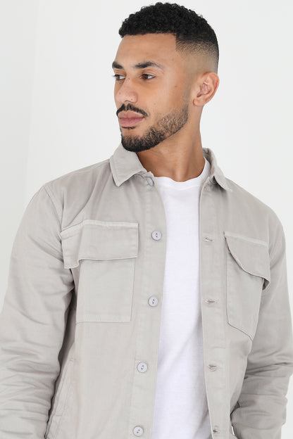 Brave Soul Grey Cotton Twill Shacket - Grey Image 3
