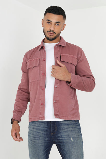 Brave Soul Pink Cotton Twill Shacket - Pink Image 1