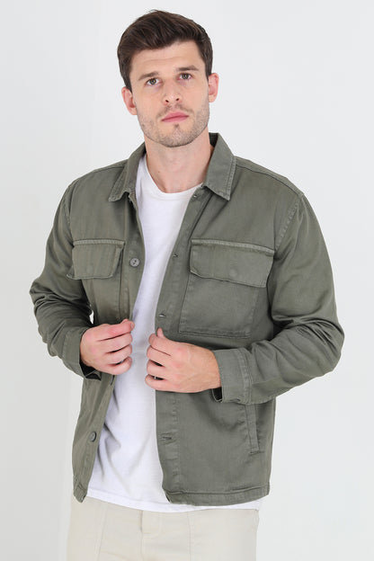 Brave Soul Pale Green Cotton Twill Shacket - Pale Green Image 1