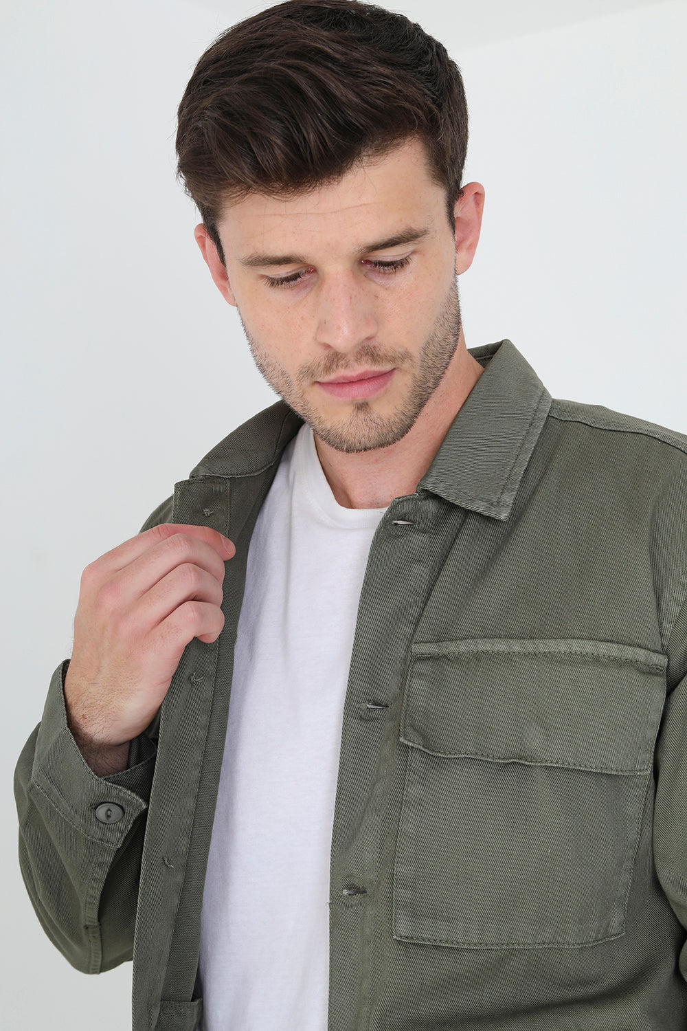 Brave Soul Pale Green Cotton Twill Shacket - Pale Green Image 2