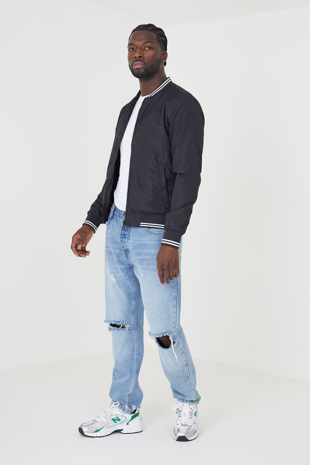 Brave Soul Black Bomber Jacket - Black Image 1