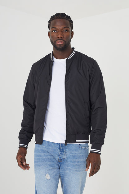 Brave Soul Black Bomber Jacket - Black Image 2
