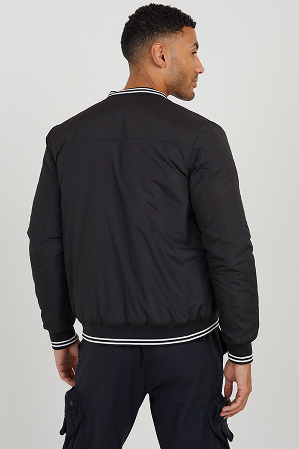 Brave Soul Black Zip Through Fleece Bomber Jacket - Black Image 2