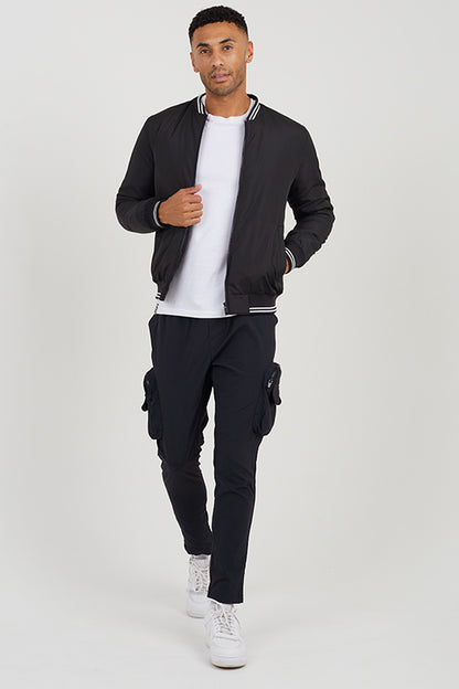 Brave Soul Black Zip Through Fleece Bomber Jacket - Black Image 3