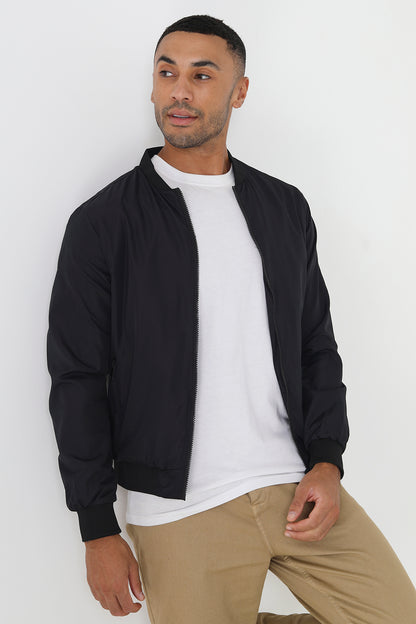 Brave Soul Black Bomber Jacket - Black Image 1