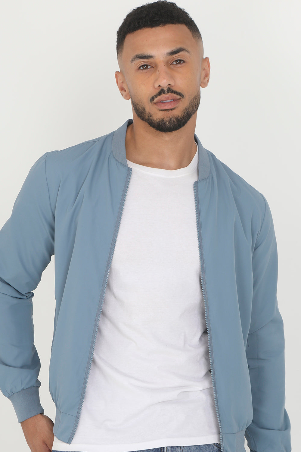 Brave Soul Light Blue Bomber Jacket - Light Blue Image 1
