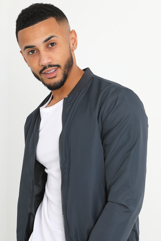 Brave Soul Charcoal Bomber Jacket - Charcoal Image 1