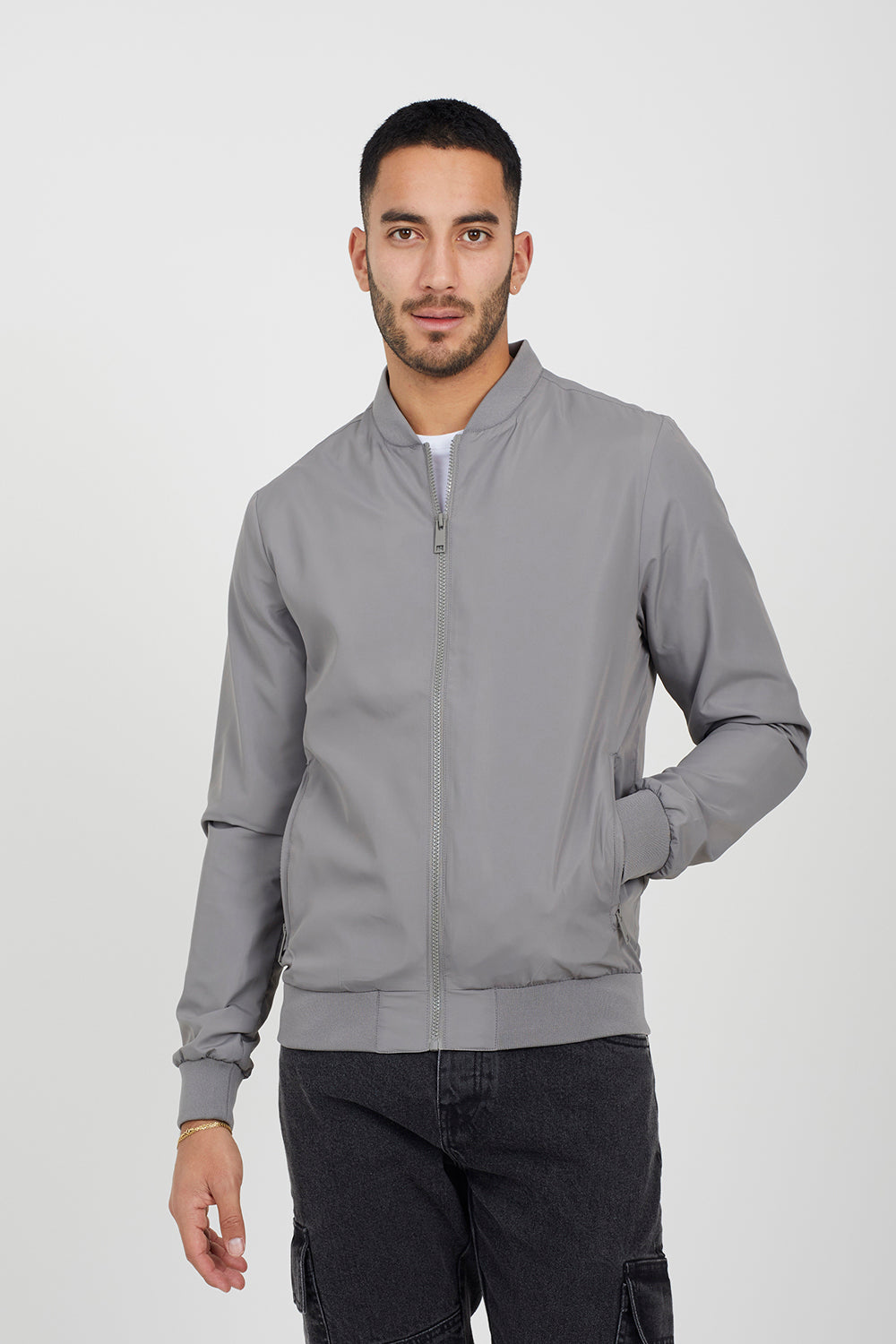 Brave Soul Grey Bomber Jacket - Grey Image 1