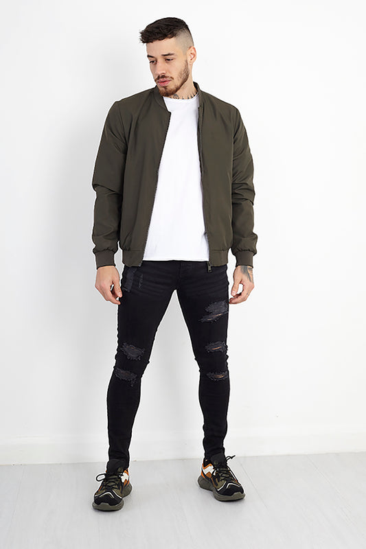 Brave Soul Khaki Bomber Jacket - Khaki Image 1