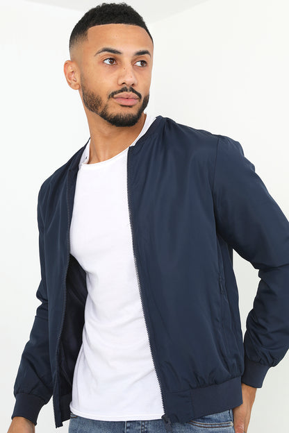 Brave Soul Navy Bomber Jacket - Navy Image 1