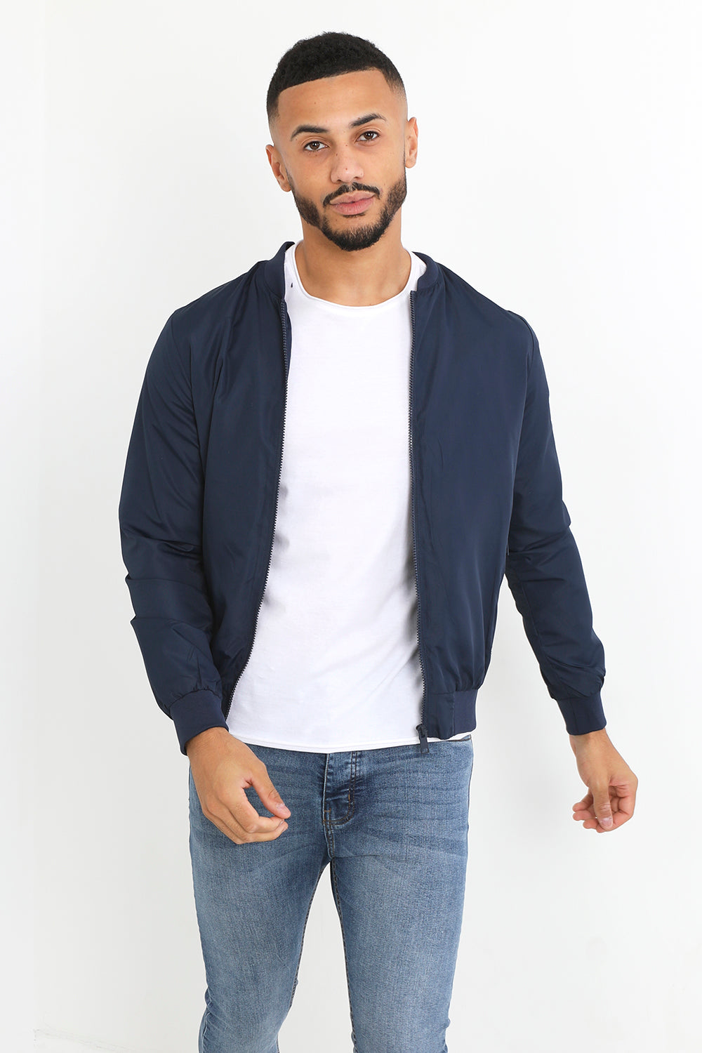Brave Soul Navy Bomber Jacket - Navy Image 3