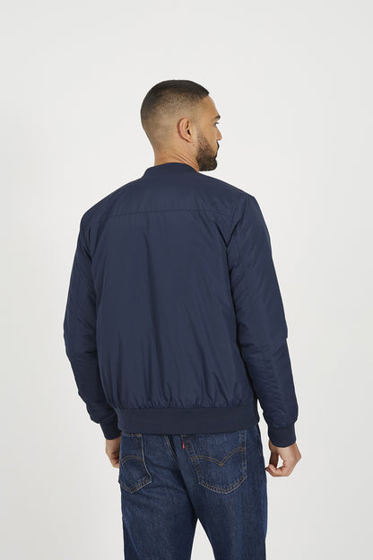 Brave Soul Navy Collarless Bomber Zip-Up Jacket - Navy Image 2