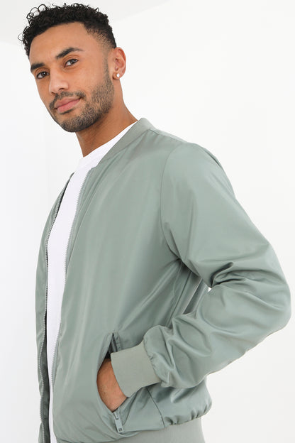 Brave Soul Pale Green Bomber Jacket - Pale Green Image 1
