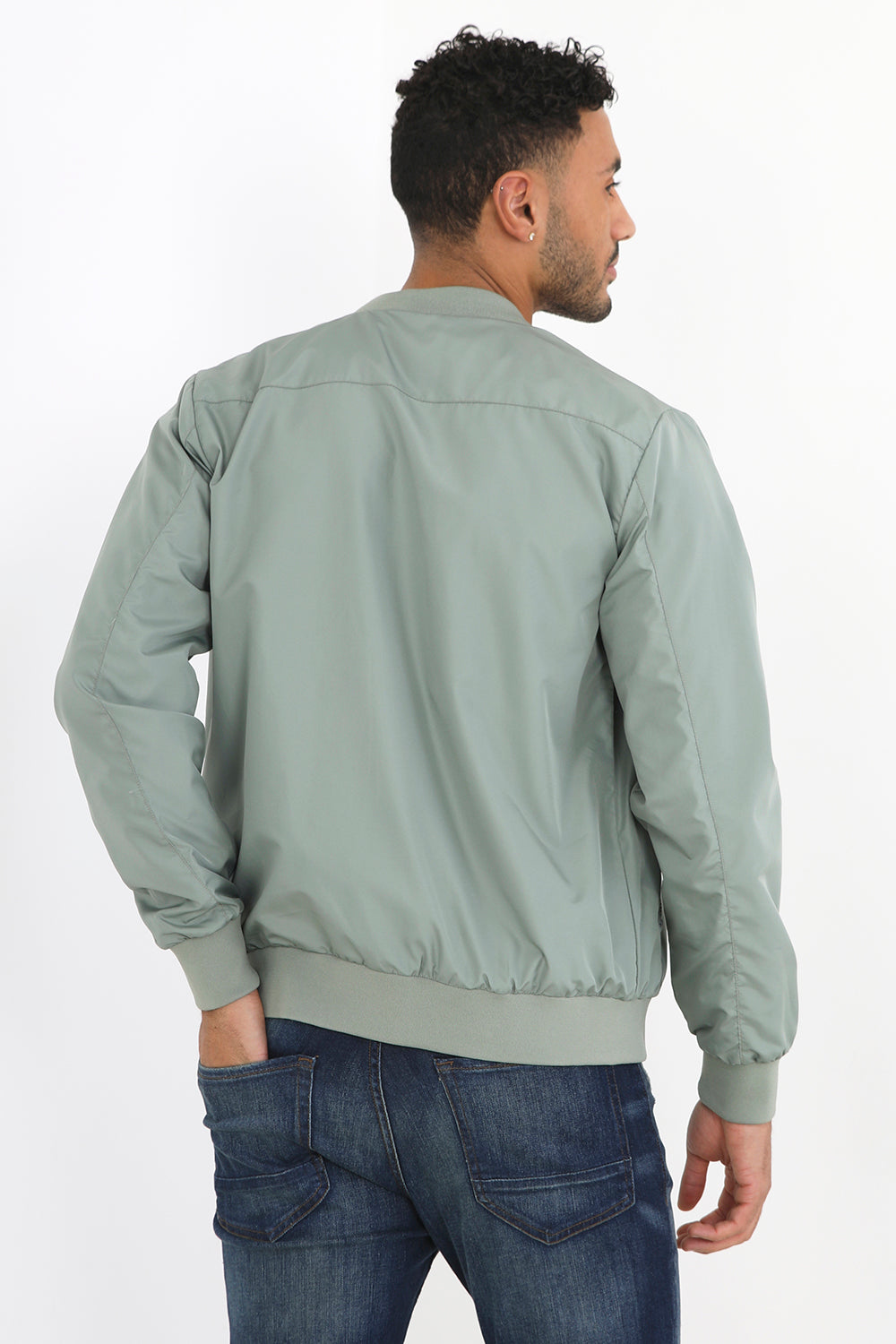 Brave Soul Pale Green Bomber Jacket - Pale Green Image 2