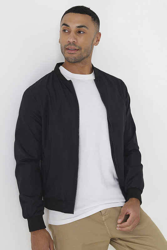 Brave Soul Black Bomber Jacket - Black Image 1
