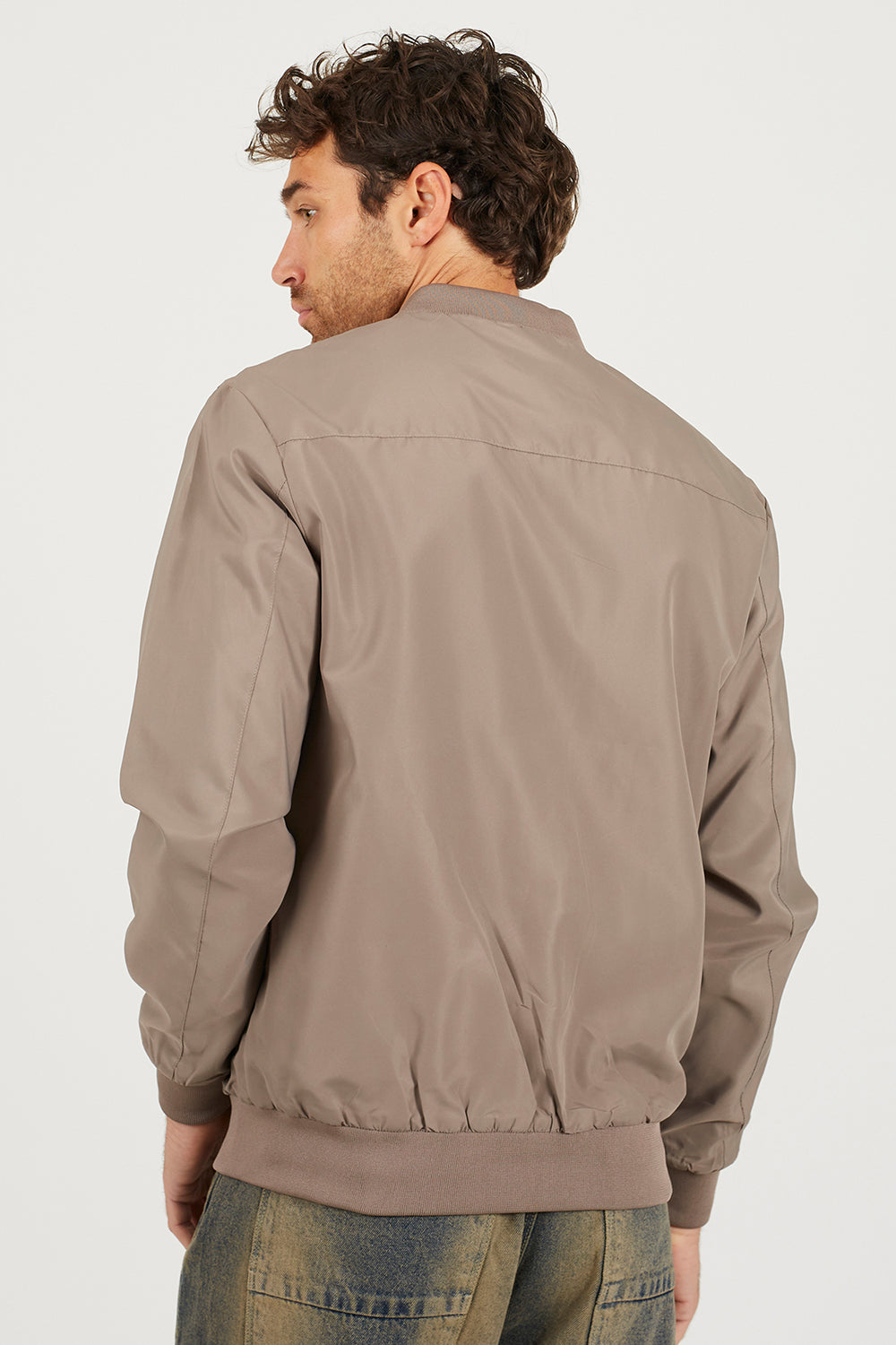 Brave Soul Taupe Bomber Jacket - Taupe Image 2