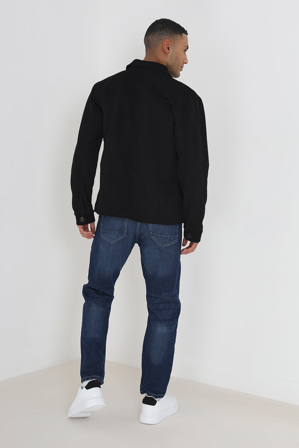 Brave Soul Black Faux Suede Shacket With Patch Pockets - Black Image 2