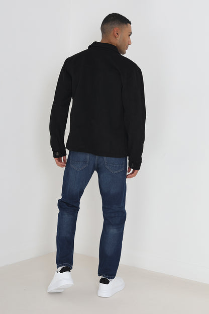 Brave Soul Black Faux Suede Shacket With Patch Pockets - Black Image 2