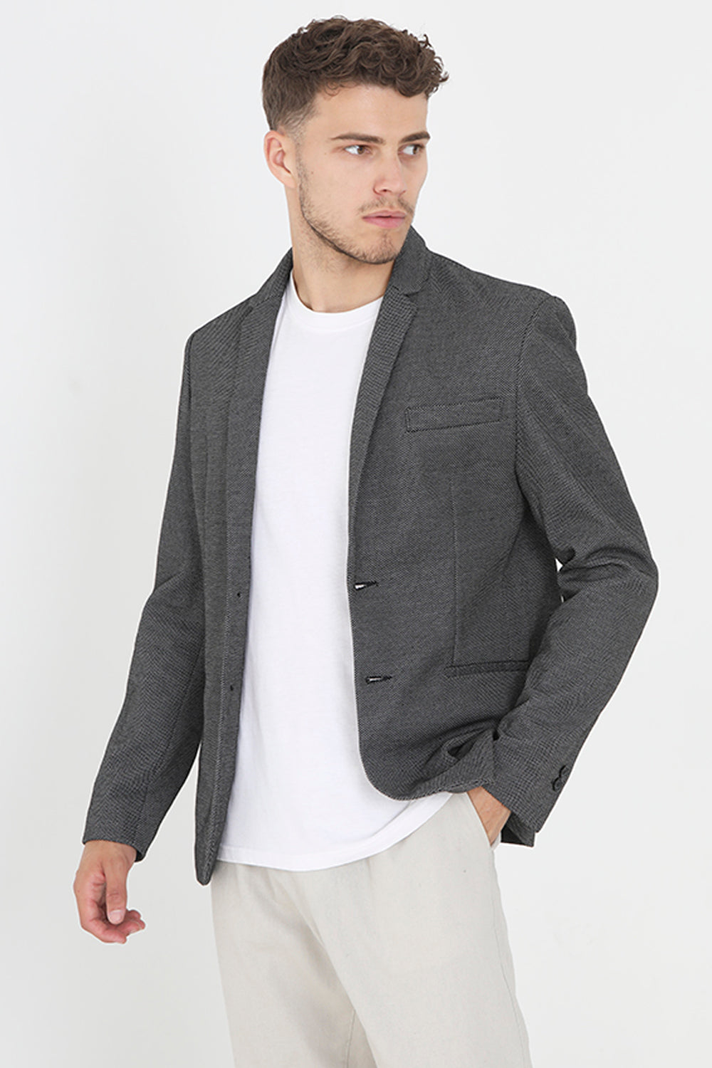 Brave Soul Black Single Breasted Blazer - Black Image 1