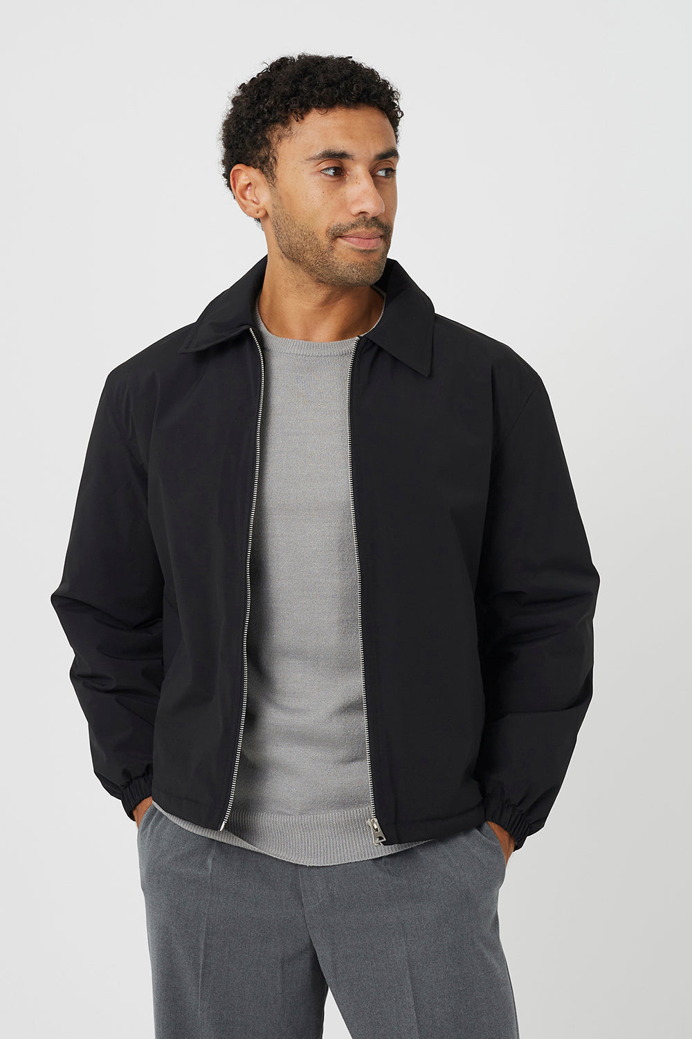 Brave Soul Black Collared Padded Jacket - Black Image 1