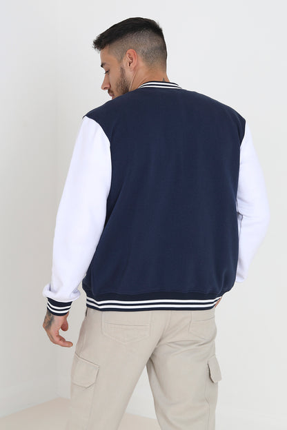 Brave Soul Navy Varsity Bomber Jacket - Navy Image 2
