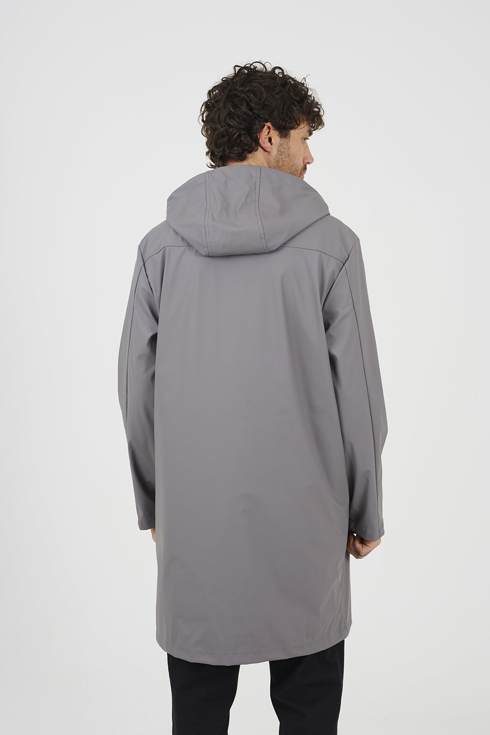 Brave Soul Grey Rubberised Hooded Parka Style Jacket - Grey Image 2