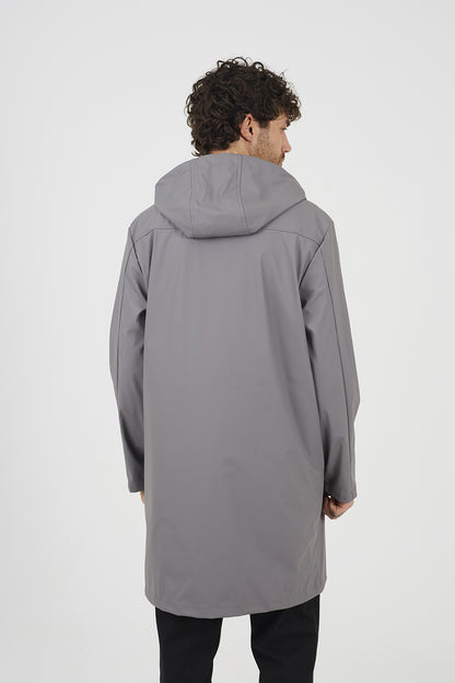 Brave Soul Grey Rubberised Hooded Parka Style Jacket - Grey Image 2