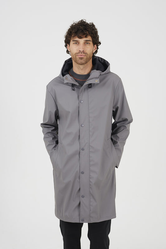 Brave Soul Grey Rubberised Hooded Parka Style Jacket - Grey Image 1