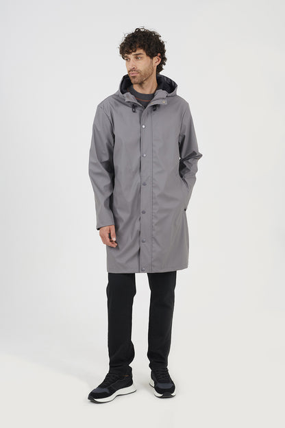Brave Soul Grey Rubberised Hooded Parka Style Jacket - Grey Image 3