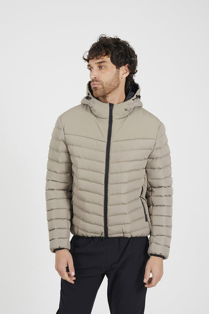 Brave Soul Taupe Padded Hooded Jacket - Taupe Image 1