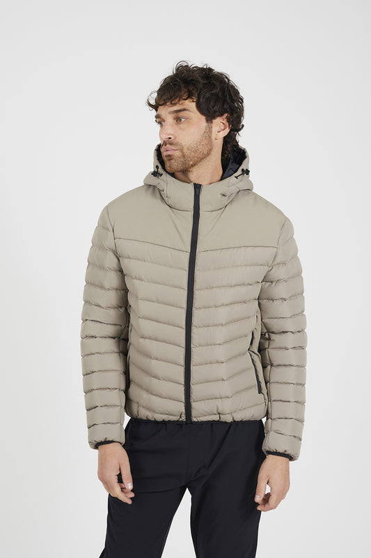 Brave Soul Taupe Padded Hooded Jacket - Taupe Image 1