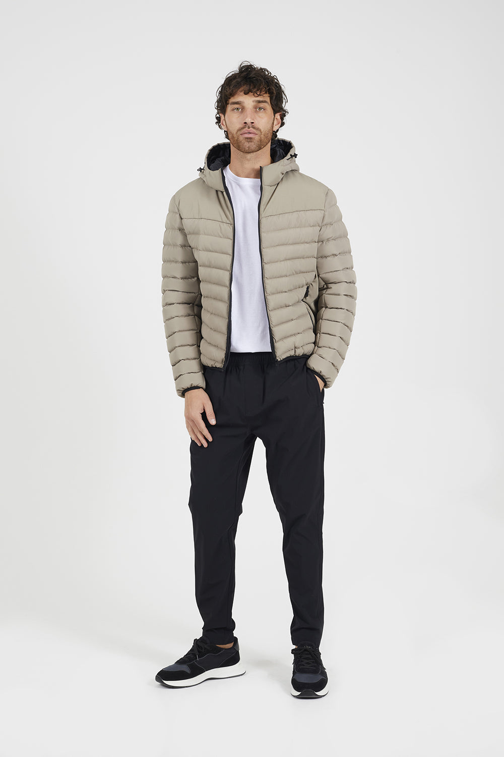 Brave Soul Taupe Padded Hooded Jacket - Taupe Image 3