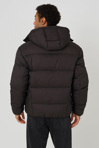 Brave Soul Brown Quilted Jacket With Detachable Hood - Brown Image 2