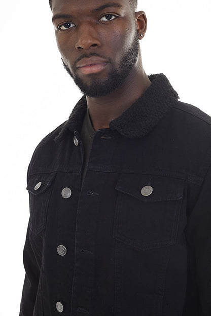 Brave Soul Black Borg Collar Denim Jacket - Black Image 3