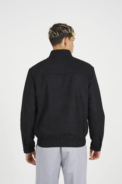 Brave Soul Black Faux Suede Bomber Jacket - Black Image 2