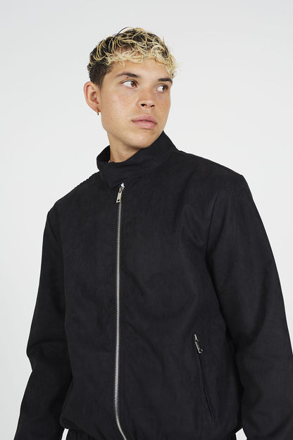 Brave Soul Black Faux Suede Bomber Jacket - Black Image 4