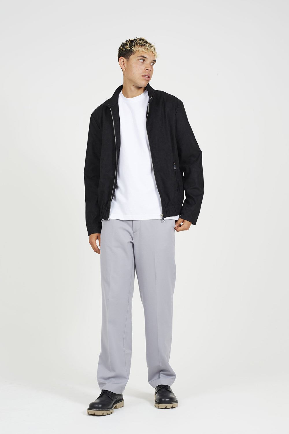 Brave Soul Black Faux Suede Bomber Jacket - Black Image 3